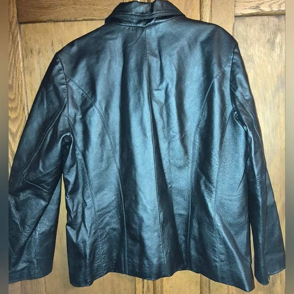 New York & Company Black Leather Coat Womens Size XL, Zip Up - Picture 2 of 6